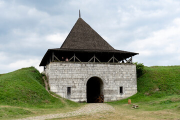 The entrance at the territory of khotyn fortress, ukranian heritage, urkanian historic building.