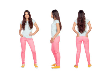 Casual beautiful girl with pink pants