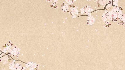 Cherry blossoms drawn on Japanese paper