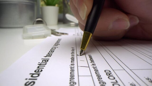 Motorized moving shot of completing rental agreement, shot with macro probe lens