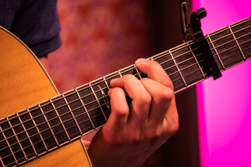 Fototapeta na wymiar Guitar chord close up