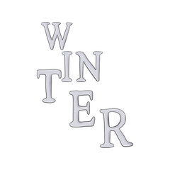 Winter With Phrase Isolated On A White Background Hand Drawn Illustration	