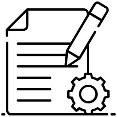 
Project management, file with gear and pencil editing file config
