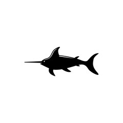 Marlin Fish, Atlantic Swordfish, Wildlife. Flat Vector Icon illustration. Simple black symbol on white background. Marlin Fish, Swordfish, Wildlife sign design template for web and mobile UI element.