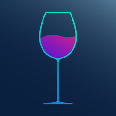 Wine glass icon with wine. Vector illustration.