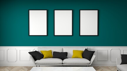 3 picture frames on white wall