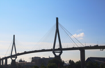 Fototapeta na wymiar Köhlbrand Bridge a cable-stayed bridge in Hamburg, Germany