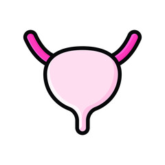 Pink Bladder Thick Lined Flat Line Icon