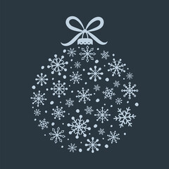 Christmas ball with snowflakes. Design of Xmas decoration. Vector