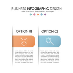 Diagram with business icons and 2 steps. Infographic design. Vector