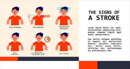 The signs of a stroke. Vector illustration, infographics.