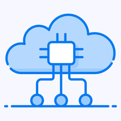 
Microchip inside cloud with network nodes, connect to cloud concept icon
