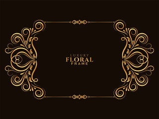 Stylish golden floral frame design background