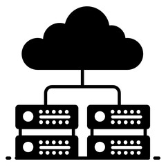 
Server rack connected with cloud showing cloud server icon
