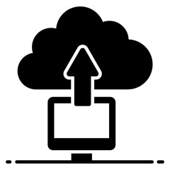 
Cloud with upward arrow and monitor, trendy design of cloud ulpoad 
