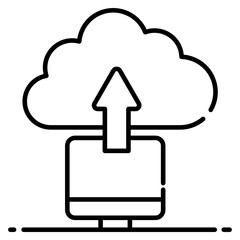 
Cloud with upward arrow and monitor, trendy design of cloud ulpoad 
