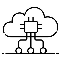 Obraz premium Microchip inside cloud with network nodes, connect to cloud concept icon 