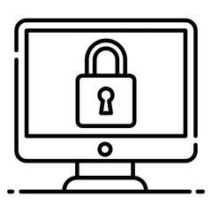 
Icon of padlock inside monitor showcasing cyber security concept vector 
