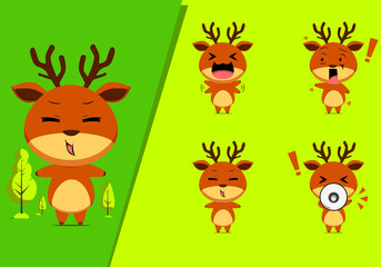 Cute reindeer emoticon character set #1