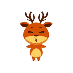 Cute reindeer character get bored isolated on white background. Reindeer character emoticon illustration