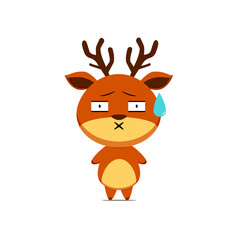 Cute reindeer character speechless isolated on white background. Reindeer character emoticon illustration