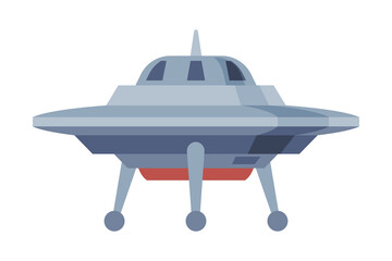 Ufo Spaceship of Round Shape Flat Style Vector Illustration on White Background