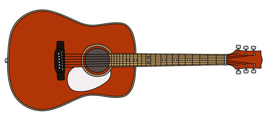 Obraz na płótnie Canvas The vectorized hand drawing of a classic red accoustic guitar
