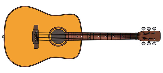The vectorized hand drawing of a classic accoustic guitar - 374830379
