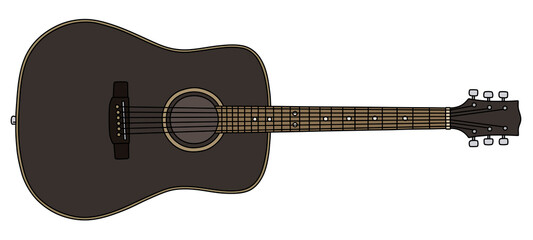 The vectorized hand drawing of a classic black accoustic guitar - 374830551