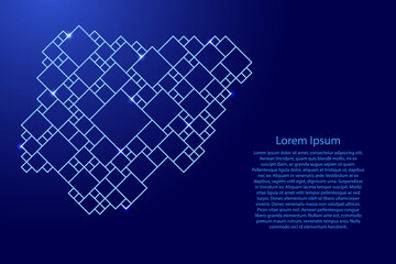 Nigeria map from blue pattern from a grid of squares of different sizes and glowing space stars. Vector illustration.