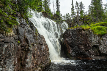 Beautiful waterfall in northern Sweden