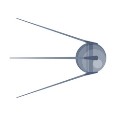 Artificial Earth Satellite, Space, Cosmos Exploration Theme Flat Vector Illustration on White Background