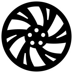 
A modified wheel, chrome rim filled icon, editable design
