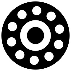 A modified wheel, chrome rim filled icon, editable design