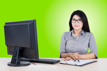 Female entrepreneur smiling at the camera