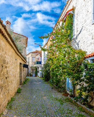 Alacati street view in Alacati Town. Alacati is populer historical tourist destination in Turkey.