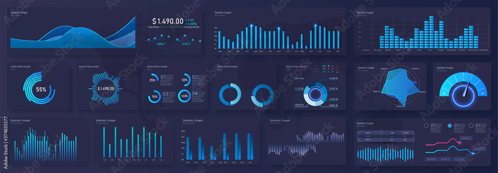 Leinwandbilder modern modern infographic vector template with statistics graphs and finance charts. diagram templat