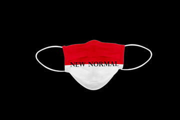 New normal text on mask with flag of Indonesia