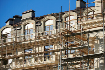 scaffolding and new building as background