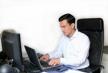 A man working from home at a desk