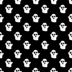 White ghosts. Halloween seamless patterns. Traditional collection of holiday symbols. Vector illustration .