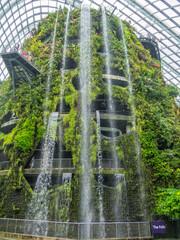 The Falls in the Cloud Forest greenhouse at Marina Bay - Singapore