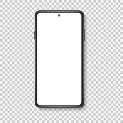 Realistic modern phone, mock up, isolated on white background. Vector illustration.