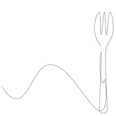 Fork on white background line draw. Vector illustration