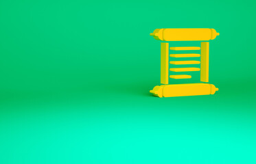 Orange Decree, paper, parchment, scroll icon icon isolated on green background. Minimalism concept. 3d illustration 3D render.