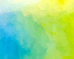 Obraz premium 水彩の背景／空／にじみ／ぼかし／絵の具／フレーム／テクスチャ／緑／青／黄色