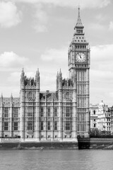 Fototapeta na wymiar Palace of Westminster - black and white vintage style