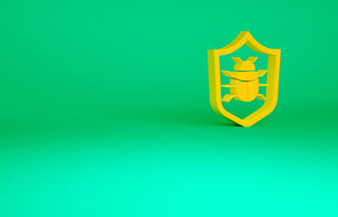 Orange System bug concept icon isolated on green background. Code bug concept. Bug in the system. Bug searching. Minimalism concept. 3d illustration 3D render.