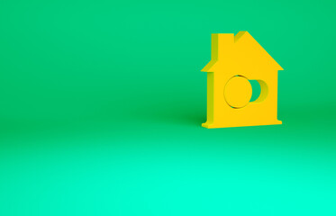 Orange Smart home icon isolated on green background. Remote control. Minimalism concept. 3d illustration 3D render.