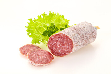 Italian dry Saliami pork sausage